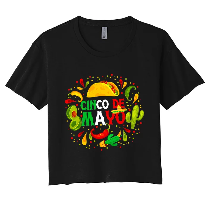 Cinco De Mayo Party Mexican Taco Fiesta Cinco De Mayo Women's Crop Top Tee