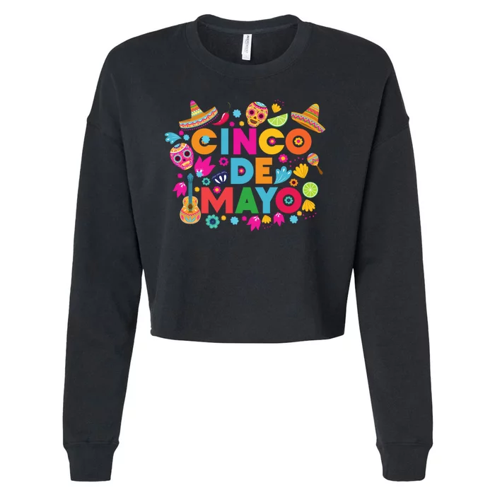 Cinco De Mayo Colorful Celebration Fiesta Cropped Pullover Crew