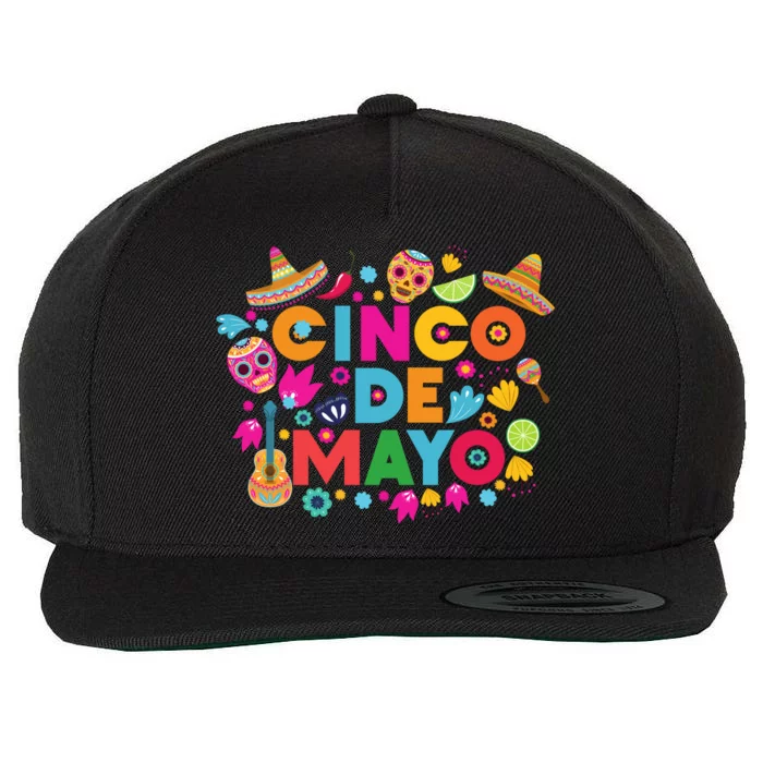 Cinco De Mayo Colorful Celebration Fiesta Wool Snapback Cap