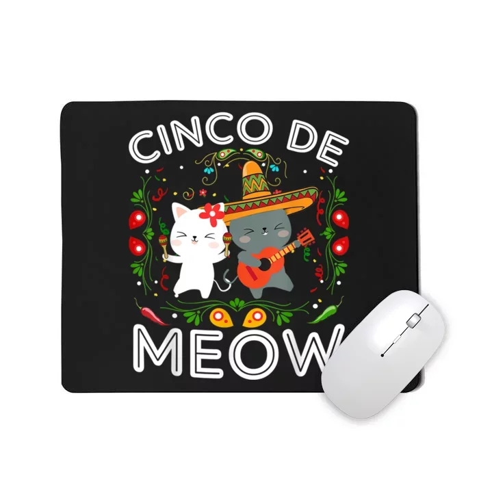 Cinco De Meow Mexican Kawaii Cat Kitten Mousepad