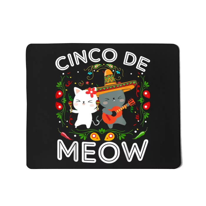 Cinco De Meow Mexican Kawaii Cat Kitten Mousepad