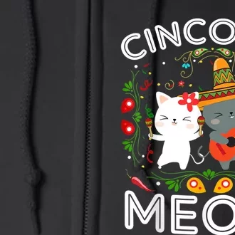 Cinco De Meow Mexican Kawaii Cat Kitten Full Zip Hoodie