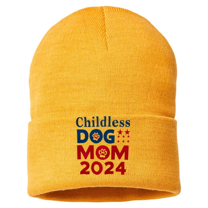 Childless Dog Mom Dog Lady Voting Patriotic Dog Paw Sustainable Knit Beanie