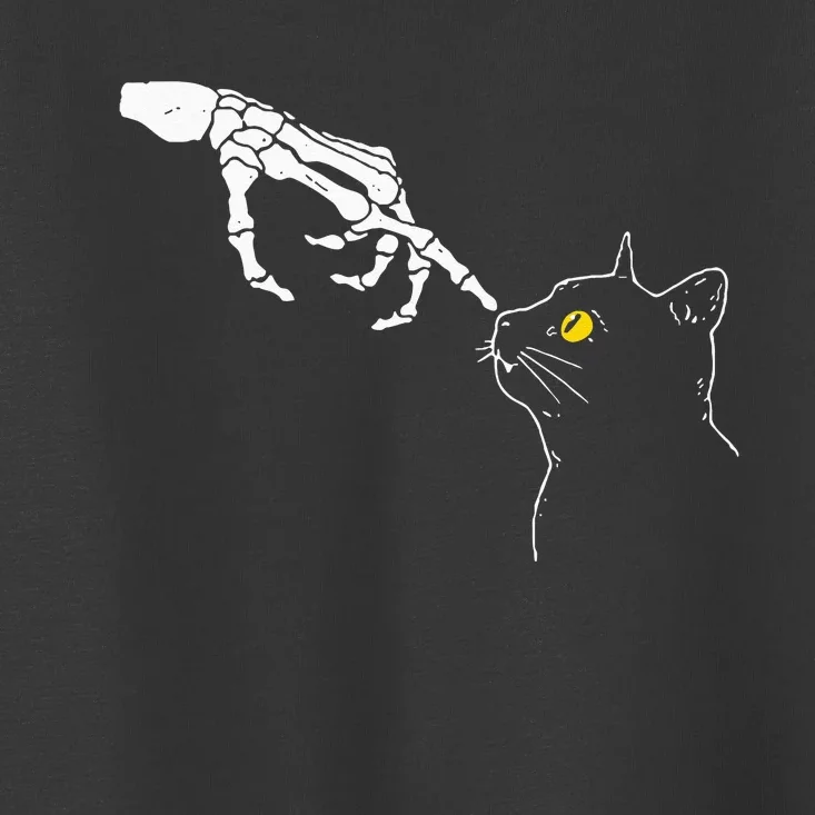 Cat Dad Mom Black Cat Lover Skeleton Hand Funny Halloween Toddler T-Shirt