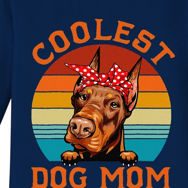 Coolest Dog Mom Doberman Mom Mothers Day Dog Mama Baby Long Sleeve Bodysuit