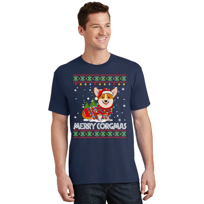 Corgi Dog Merry Corgmas Santa Corgi Ugly Christmas Sweater T-Shirt