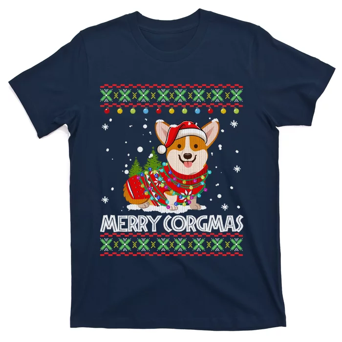 Corgi Dog Merry Corgmas Santa Corgi Ugly Christmas Sweater T-Shirt