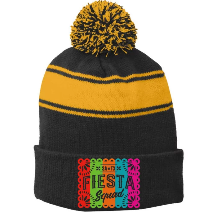 Cinco De Mayo 2024 Fiesta Squad Fiesta San Antonio Texas Stripe Pom Pom Beanie