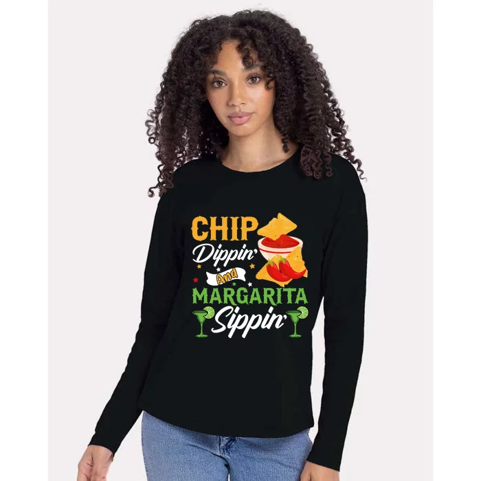 Cinco De Mayo Chip Dippin And Margarita Sippin Womens Cotton Relaxed Long Sleeve T-Shirt