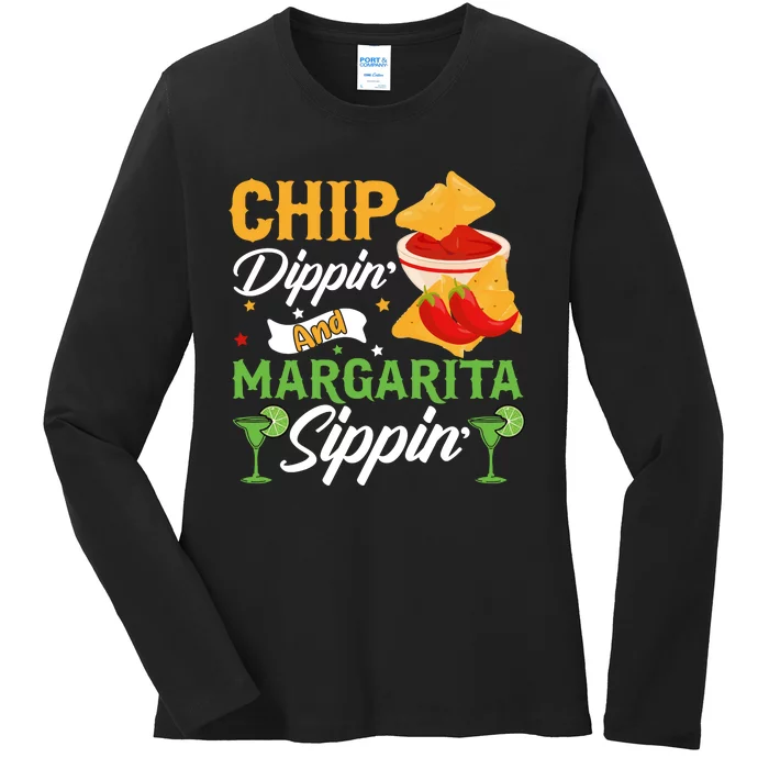 Cinco De Mayo Chip Dippin And Margarita Sippin Ladies Long Sleeve Shirt