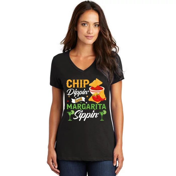 Cinco De Mayo Chip Dippin And Margarita Sippin Women's V-Neck T-Shirt