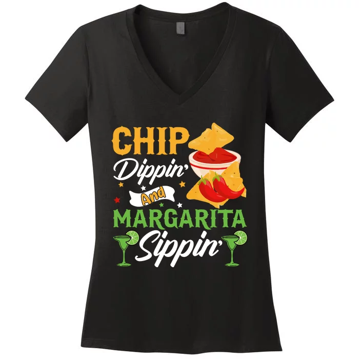 Cinco De Mayo Chip Dippin And Margarita Sippin Women's V-Neck T-Shirt