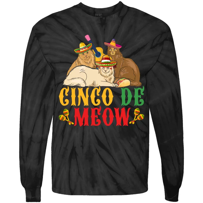 CINCO DE MEOW FUNNY CINCO DE MAYO Cat Tie-Dye Long Sleeve Shirt