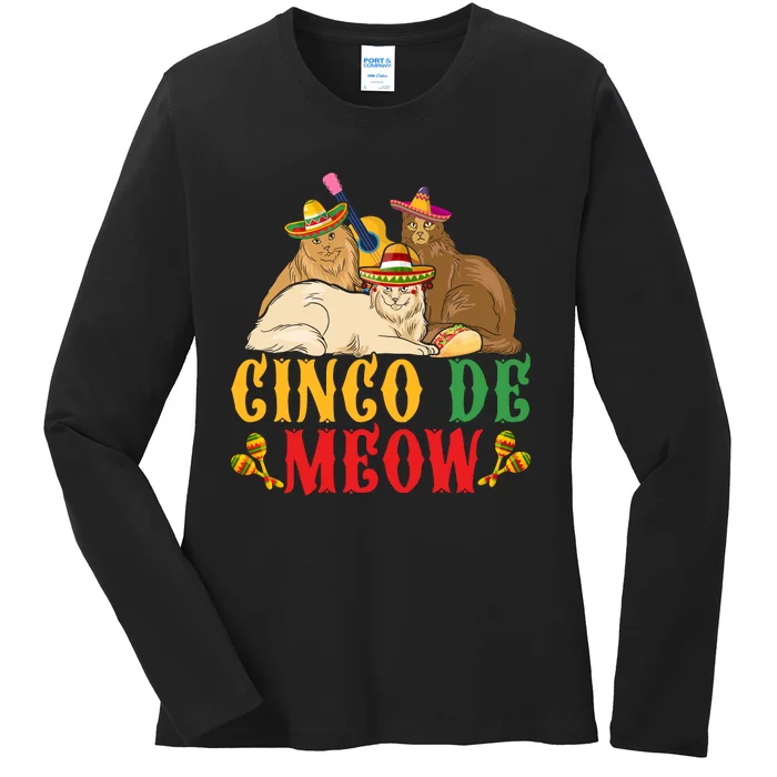 CINCO DE MEOW FUNNY CINCO DE MAYO Cat Ladies Long Sleeve Shirt