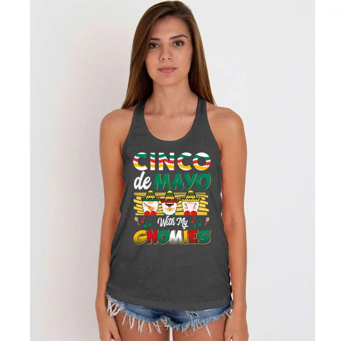 Cinco De Mayo With My Gnomies Mexican Gnome Lovers T Women's Knotted Racerback Tank