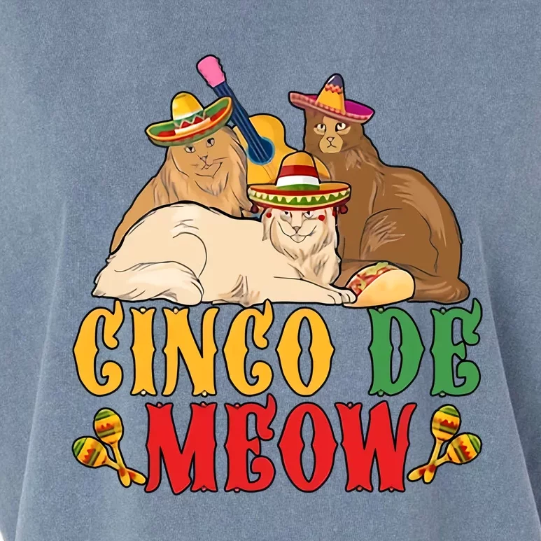 Cinco De Meow Cinco De Cat Funny Cat Mexican Fiesta Party Garment-Dyed Women's Muscle Tee