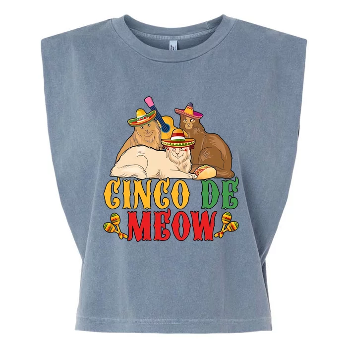 Cinco De Meow Cinco De Cat Funny Cat Mexican Fiesta Party Garment-Dyed Women's Muscle Tee