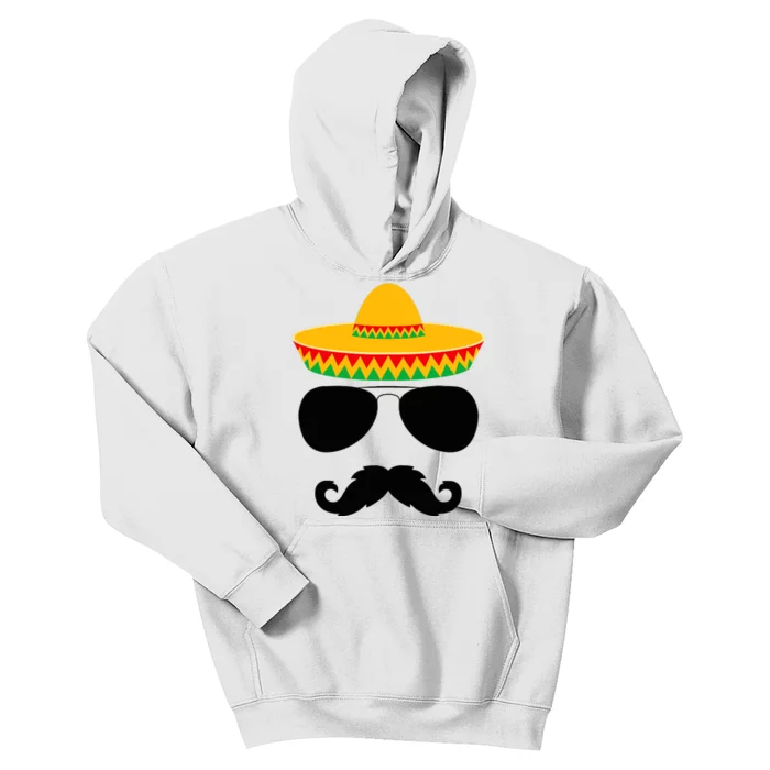 Cinco De Mayo Partys Funny Cinco De Mayo Mustache Face Kids Hoodie