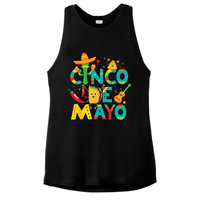 Cinco De Mayo Mexican Fiesta 5 De Mayo Ladies Tri-Blend Wicking Tank