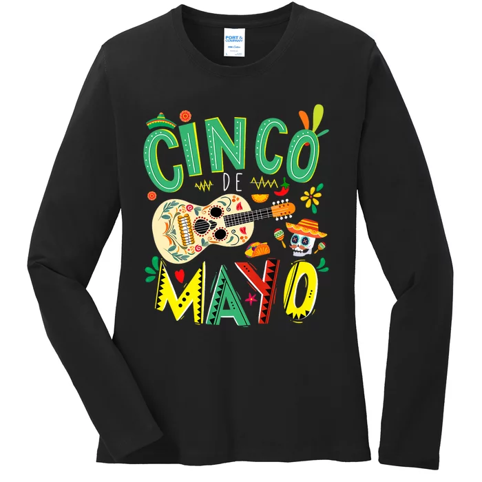 Cinco De Mayo Lets Fiesta Squad 5 De Mayo Mexican Fiesta Ladies Long Sleeve Shirt