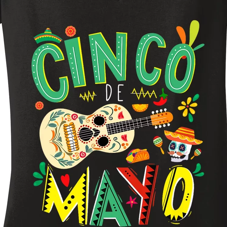 Cinco De Mayo Lets Fiesta Squad 5 De Mayo Mexican Fiesta Women's V-Neck T-Shirt