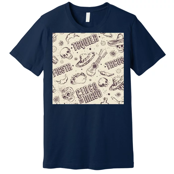 Cinco De Mayo Fiesta Pattern Premium T-Shirt