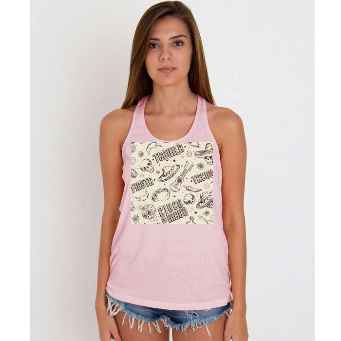 Cinco De Mayo Fiesta Pattern Women's Knotted Racerback Tank