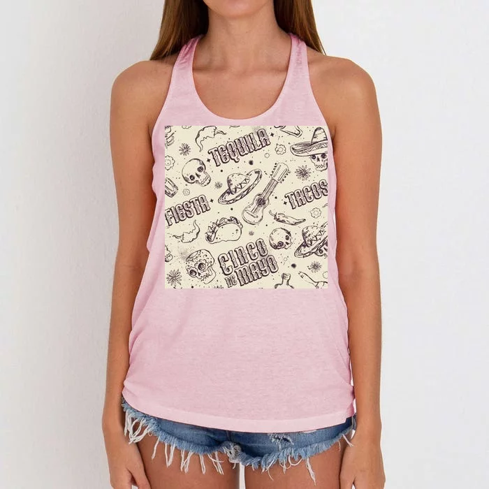 Cinco De Mayo Fiesta Pattern Women's Knotted Racerback Tank