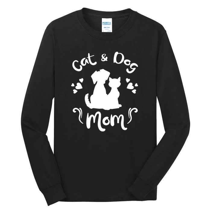 Cat & Dog Mom Tee Cat Mom Kitty Puppy Lover Owner Fan Gift Pullover Hoodie Tall Long Sleeve T-Shirt