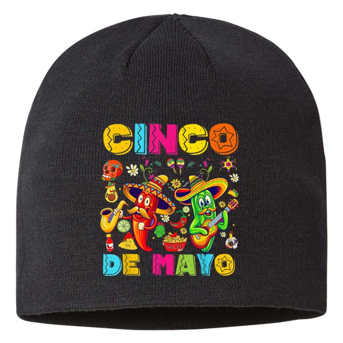 Cinco De Mayo Shirt Mexican Fiesta 5 De Mayo Wo  girl 8 1/2in Sustainable Knit Beanie