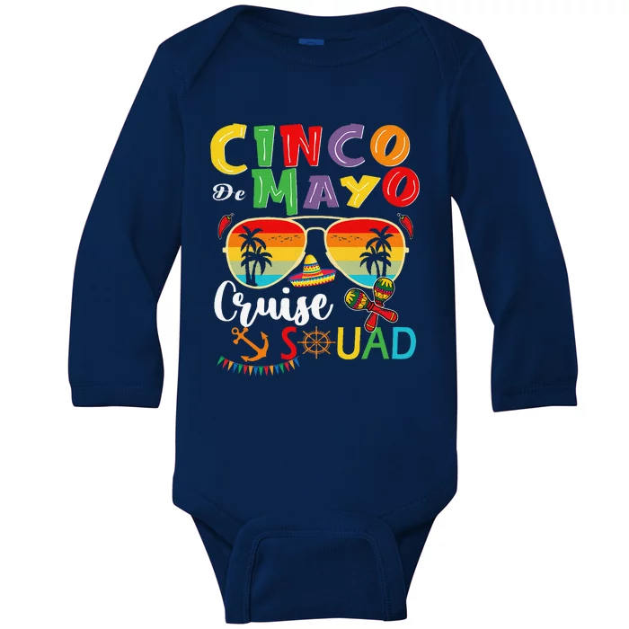 Cinco De Mayo Cruise Squad 2024 Summer Vacation Baby Long Sleeve Bodysuit