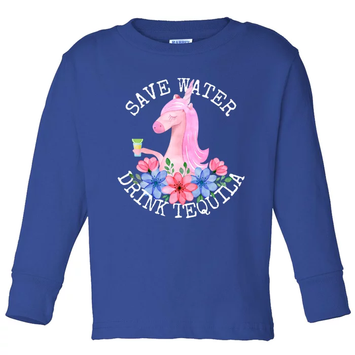 Cinco De Mayo Unicorn Gift Save Water Tequila Cool Gift Toddler Long Sleeve Shirt