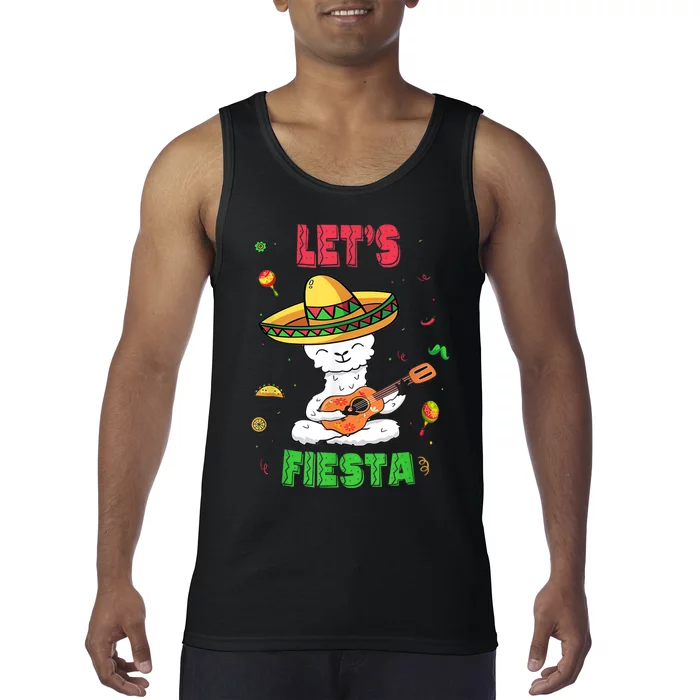 Cinco De Mayo Llama Let's Fiesta Tank Top