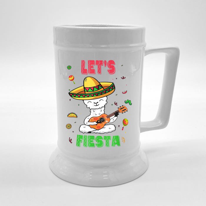 Cinco De Mayo Llama Let's Fiesta Front & Back Beer Stein