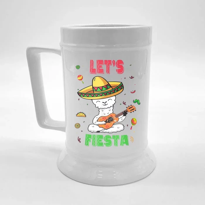 Cinco De Mayo Llama Let's Fiesta Front & Back Beer Stein