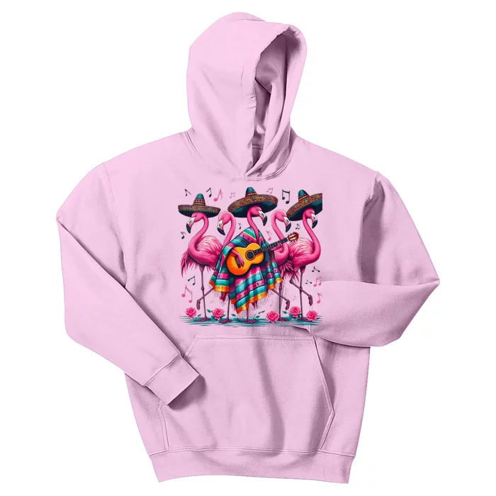 Cinco De Mayo Mexican Fiesta Flamingo Guitar Poncho Sombrero Kids Hoodie