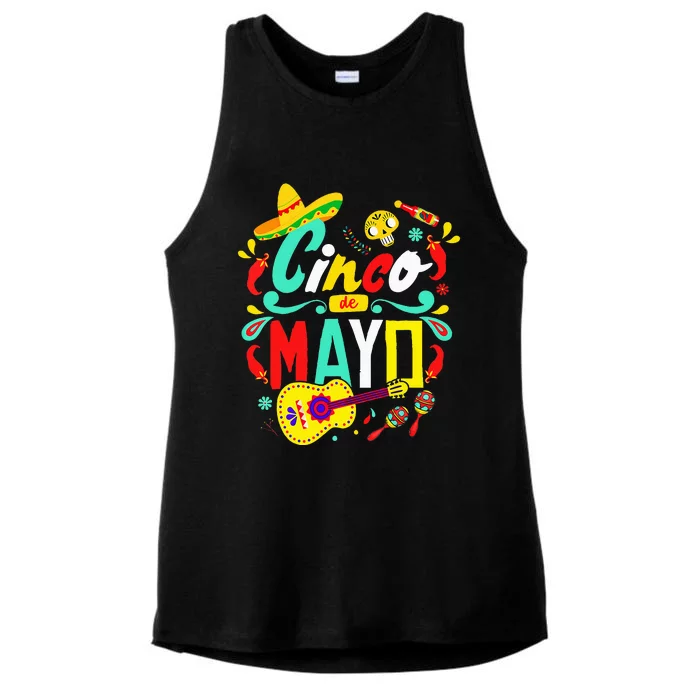 Cinco De Mayo Mexican Fiesta 5 De Mayo Ladies Tri-Blend Wicking Tank