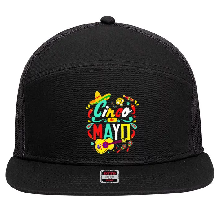 Cinco De Mayo Mexican Fiesta 5 De Mayo 7 Panel Mesh Trucker Snapback Hat