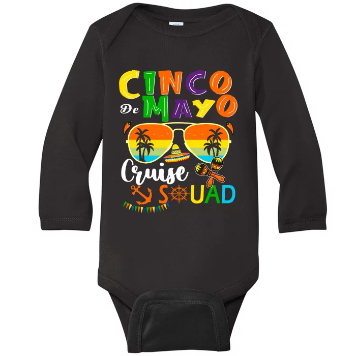 Cinco De Mayo Cruise Squad 2024 Summer Vacation Baby Long Sleeve Bodysuit