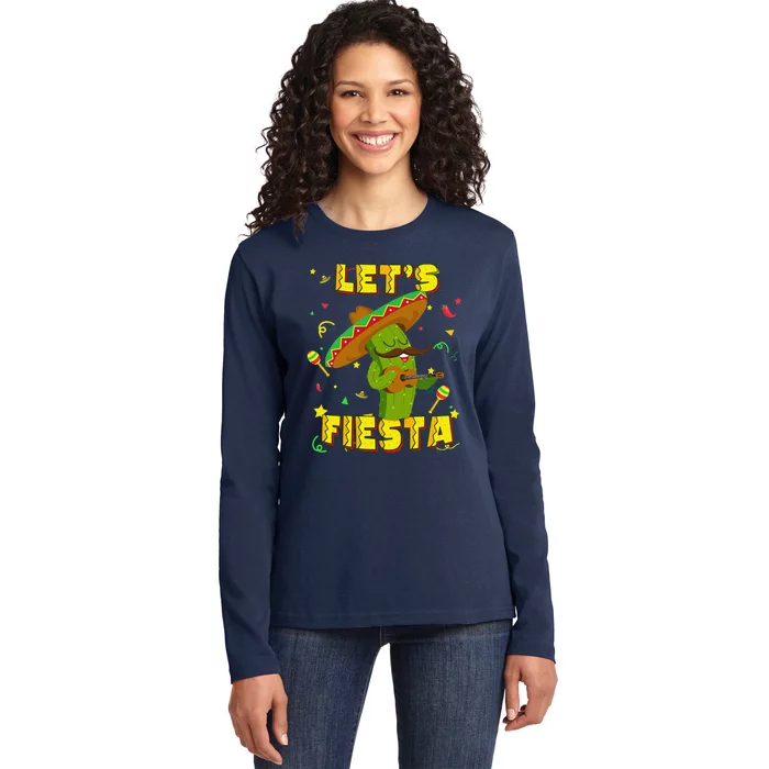 Cinco De Mayo Let's Fiesta Cactus Sombrero Hat Gift Ladies Long Sleeve Shirt