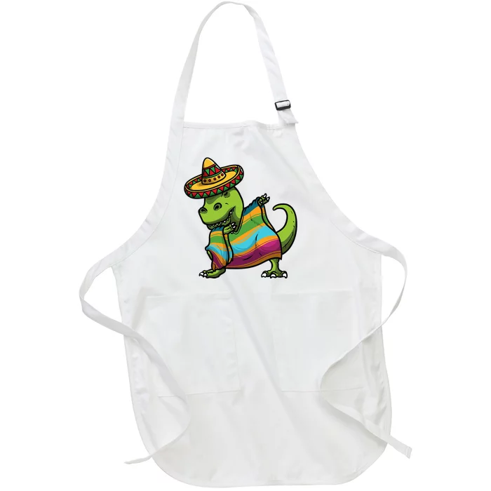 Cinco De Mayo Dinosaurs Dab Mexican Dinosaur Full-Length Apron With Pocket