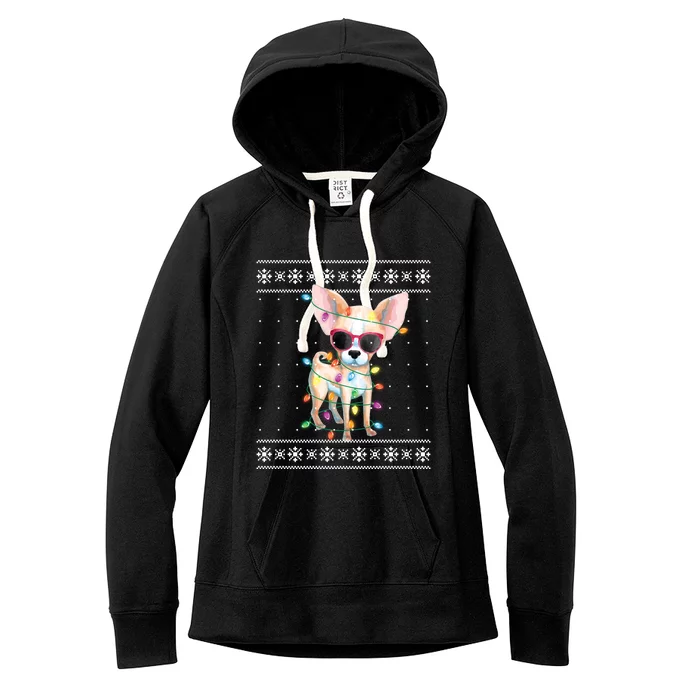 Chihuahua Dog Mom Christmas Ugly Sweater Gift Women's Fleece Hoodie