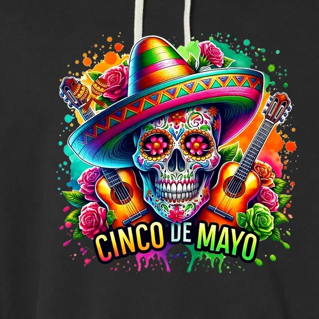 Cinco De Mayo Women Girl Mexican Skull Fiesta 5 De Mayo Garment-Dyed Fleece Hoodie