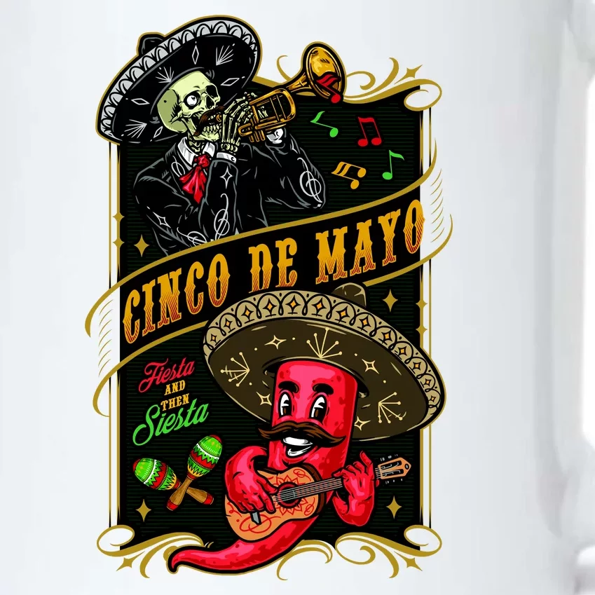 Cinco De Mayo Fiesta And Then Siesta Skeleton Pepper Music Black Color Changing Mug