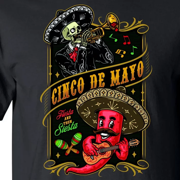 Cinco De Mayo Fiesta And Then Siesta Skeleton Pepper Music Tall T-Shirt