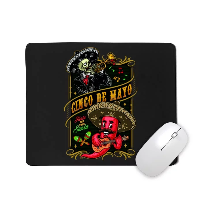 Cinco De Mayo Fiesta And Then Siesta Skeleton Pepper Music Mousepad