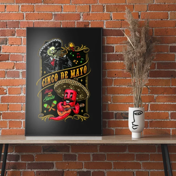 Cinco De Mayo Fiesta And Then Siesta Skeleton Pepper Music Poster