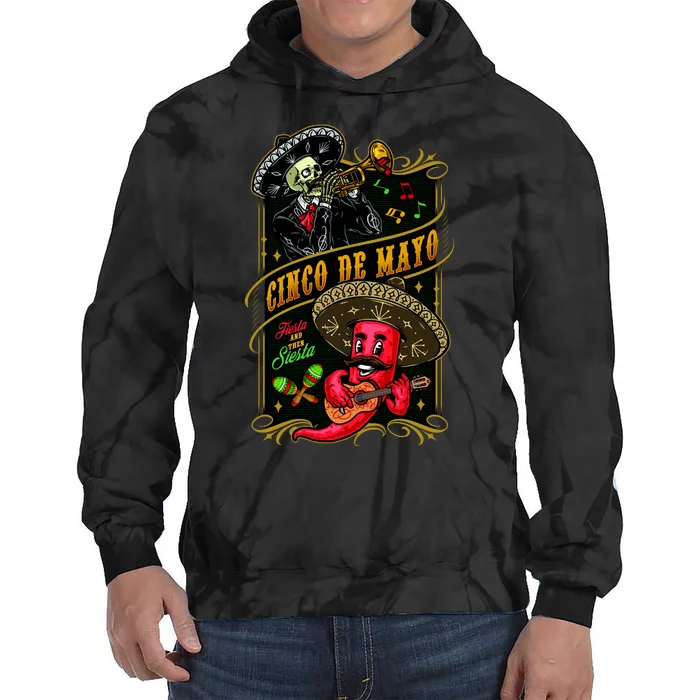 Cinco De Mayo Fiesta And Then Siesta Skeleton Pepper Music Tie Dye Hoodie