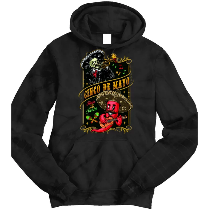 Cinco De Mayo Fiesta And Then Siesta Skeleton Pepper Music Tie Dye Hoodie