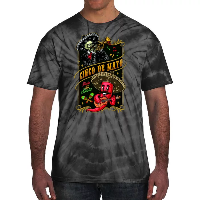 Cinco De Mayo Fiesta And Then Siesta Skeleton Pepper Music Tie-Dye T-Shirt